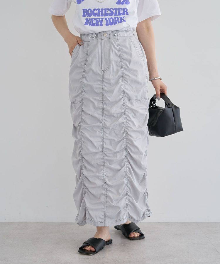 Green Parks「・SUGAR SPOON 配色stギャザースカート」|タイト|Gray