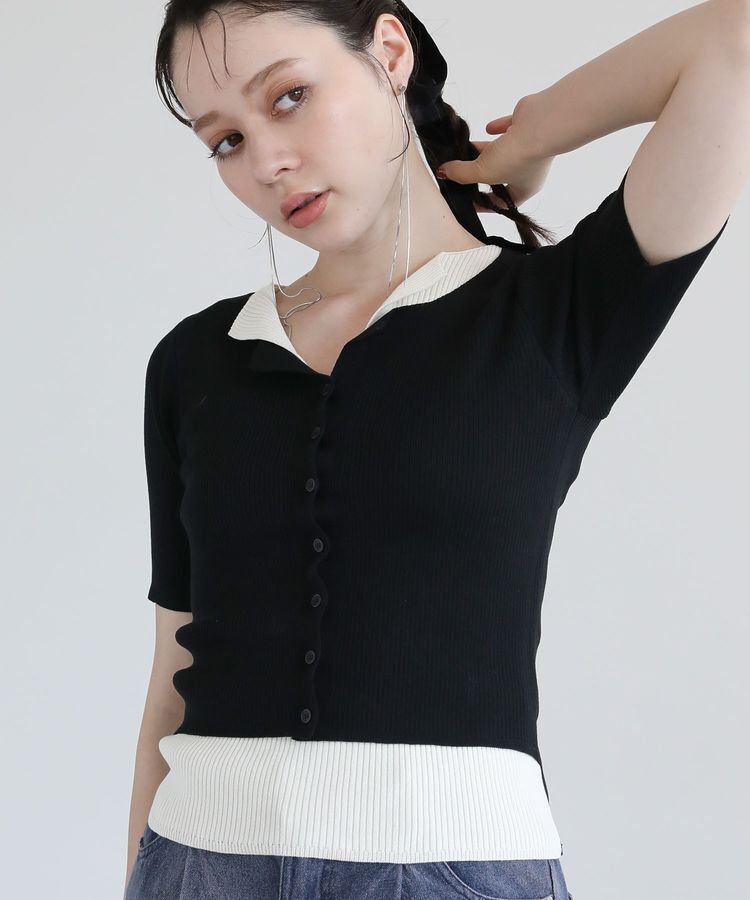 Green Parks「・Petit Fleur バイカラーレイヤードニット」|ニット・セーター|