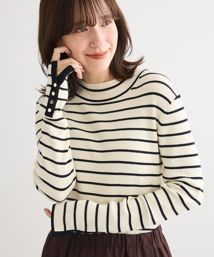 Green Parks「袖口金釦リブニットプルオーバー」|ニット・セーター|