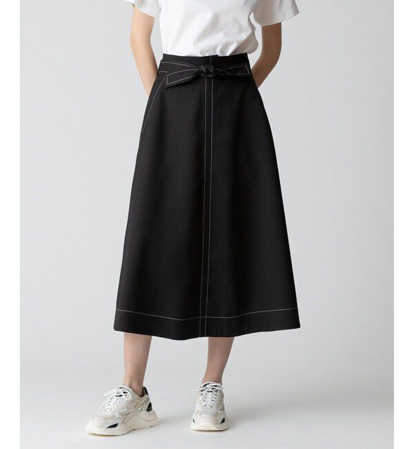 allureville「リノツイルステッチフレアースカート」|フレア|ブラック