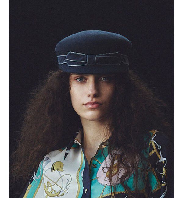 LOULOU WILLOUGHBY「【LOULOU WILLOUGHBY】ベロアリボンキャスケット」|キャップ・キャスケット|