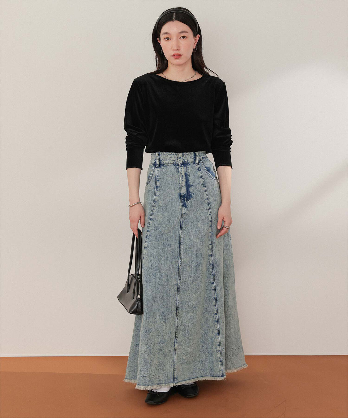titivate「ハイウエストボリュームフレアデニムスカート」|スカート|