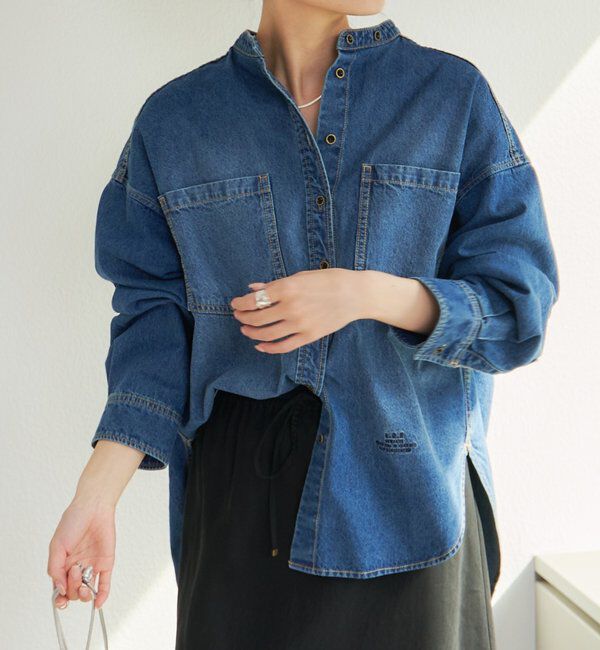  「デニムバンドカラーシャツ」|シャツ・ブラウス|