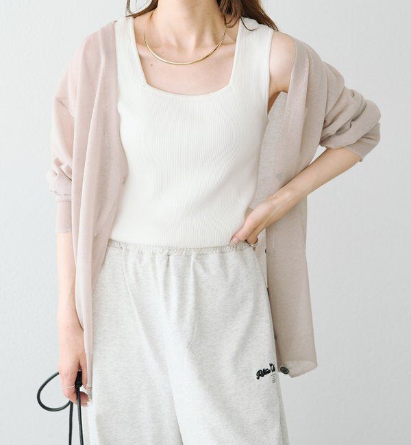  「【リバイバル/Du noir】リネンタッチスクエアタンク」|ニット・セーター|オフホワイト