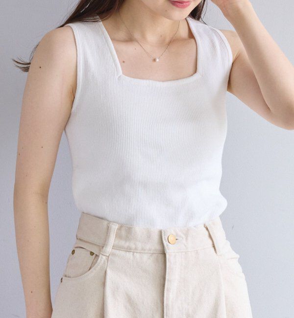  「【リバイバル/Du noir】リネンタッチスクエアタンク」|ニット・セーター|