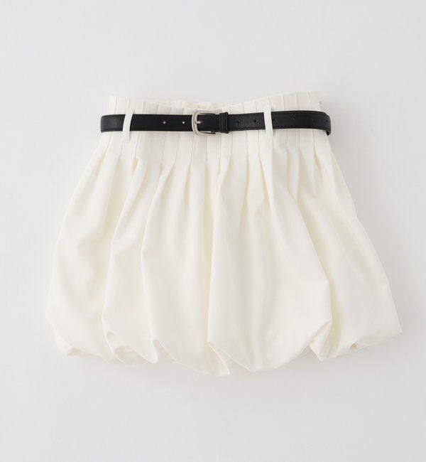  「ベルト付きプリーツバルーンミニスカート」|スカート|