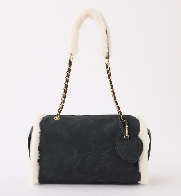  「フェイクムートンエンボスバッグ」|ショルダー・メッセンジャー|ブラック