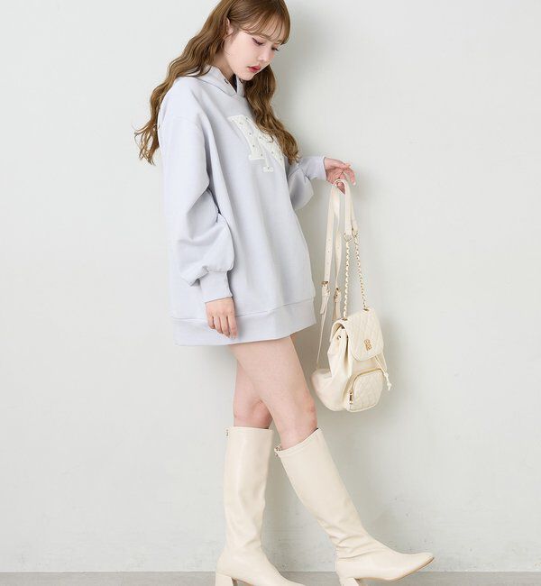  「キルティングロゴゆるパーカー」|プルオーバー|