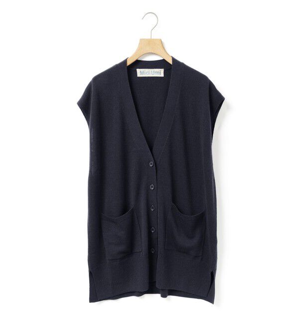 MidiUmi「MidiUmi ロングニットベスト」|ベスト・ジレ|ネイビー