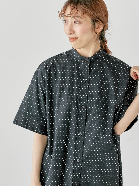 Lugnoncure「【イージーケア】バンドカラーオーバーシャツ」|シャツ・ブラウス|オフホワイト