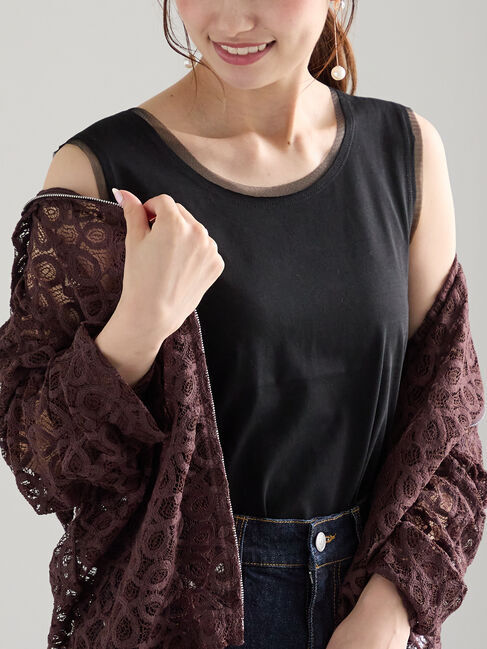 Te chichi「チュールトリムタンクトップ」|タンクトップ|ブラック