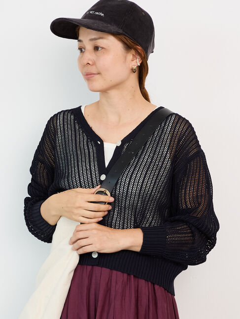 Lugnoncure「メッシュ編みVネックカーディガン」|カーディガン|
