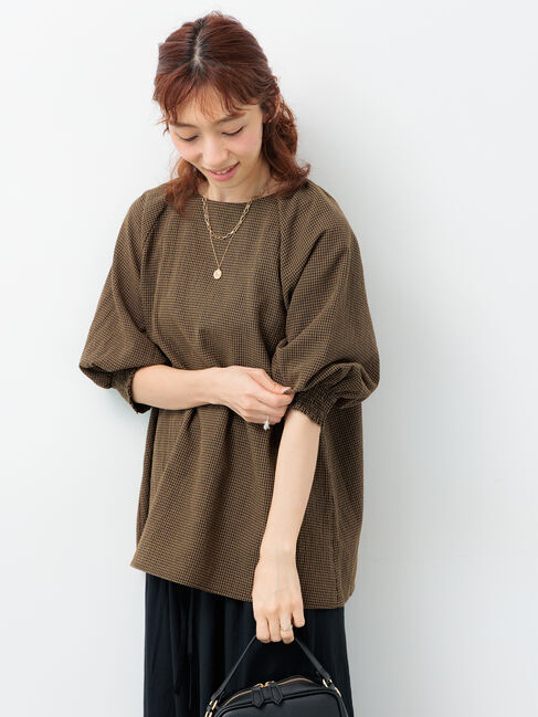 Lugnoncure「アソート袖口シャーリングブラウス」|シャツ・ブラウス|ブラウン