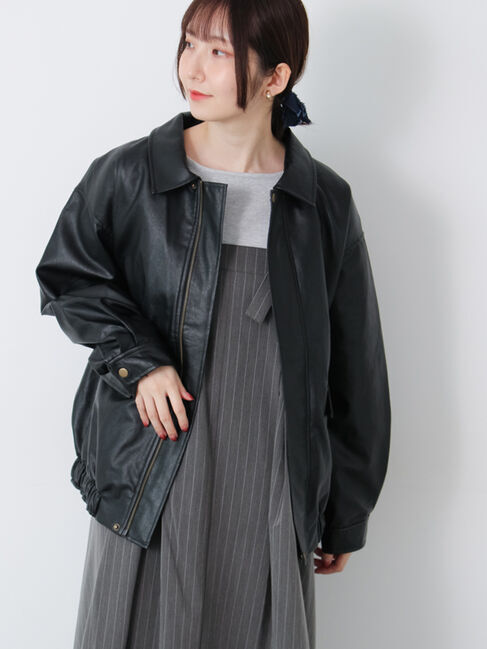 Te chichi TERRASSE「オーバーサイズブルゾン《2025autumn catalog item》」|ブルゾン・スタジャン|ブラック