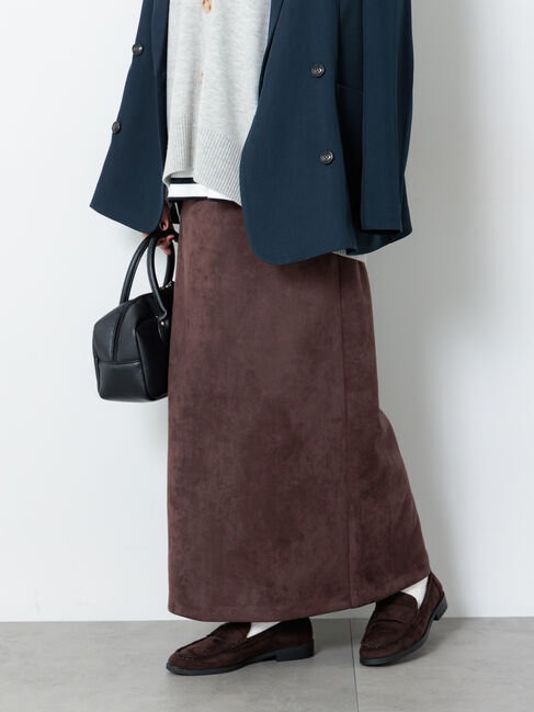 Lugnoncure「【選べる着丈】スウェード調タイトスカート」|スカート|ブラウン