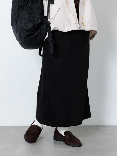 Lugnoncure「【選べる着丈】スウェード調タイトスカート」|スカート|ブラック