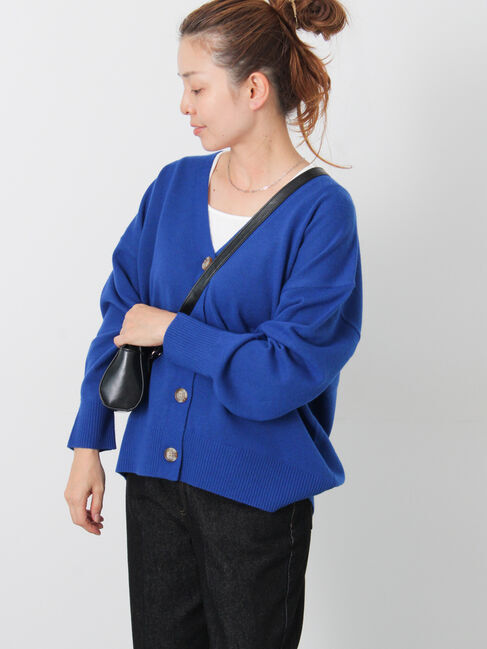 Lugnoncure「もちもちVネックリラックスカーディガン」|カーディガン|ブルー