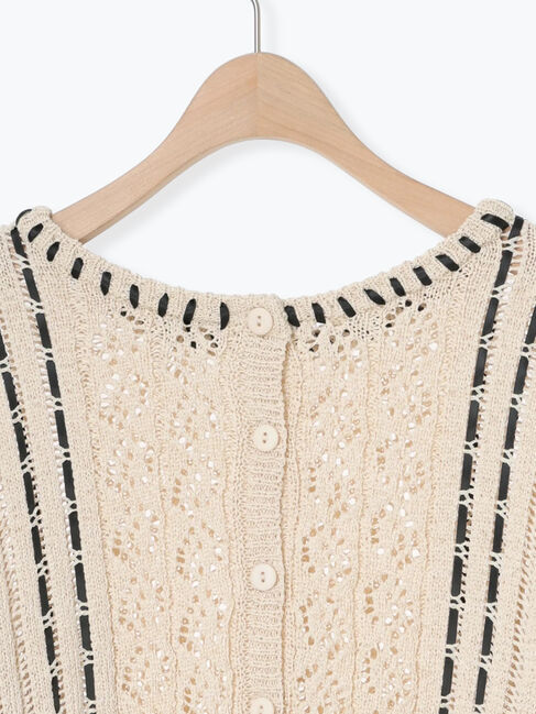 Samansa Mos2「透かし編み前後2WAYリボンニット」|カーディガン|