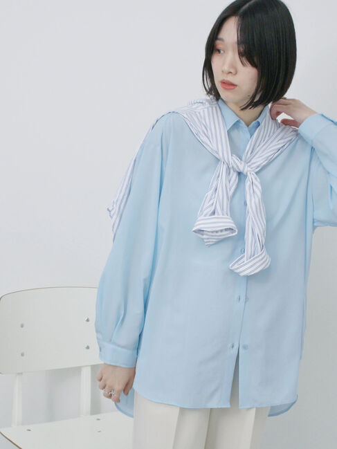Samansa Mos2 blue「【接触冷感】マルチスタイルシャツ」|シャツ・ブラウス|