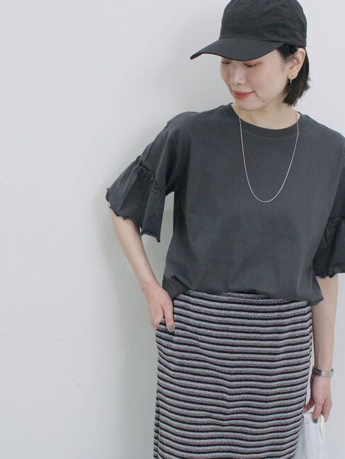 Samansa Mos2 blue「ラメナロースカート」|スカート|