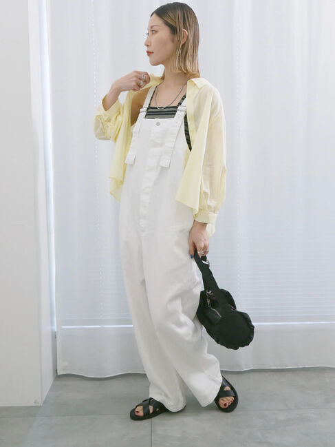 Samansa Mos2 blue「ショート丈シャーリングブラウス」|シャツ・ブラウス|