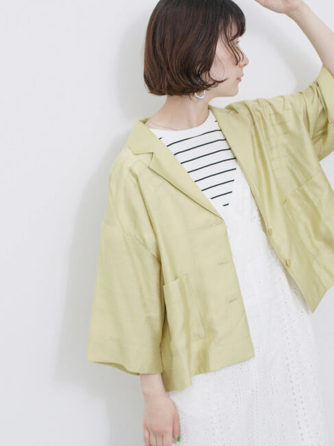 Samansa Mos2 blue「シアー開襟シャツ」|シャツ・ブラウス|