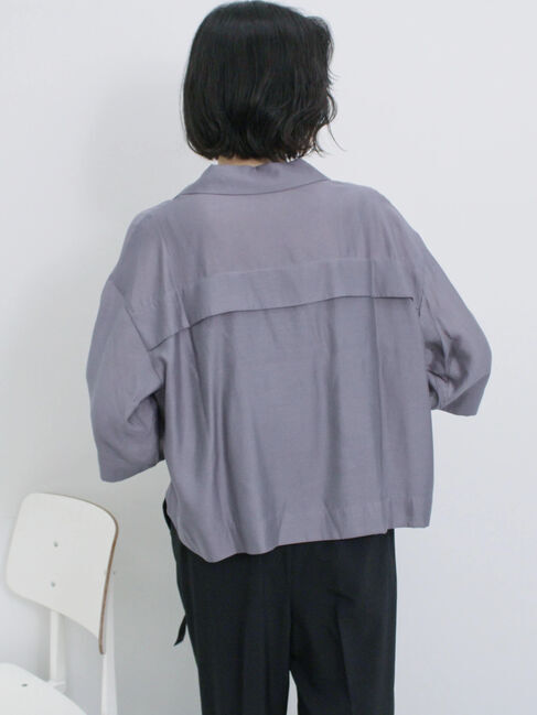 Samansa Mos2 blue「シアー開襟シャツ」|シャツ・ブラウス|