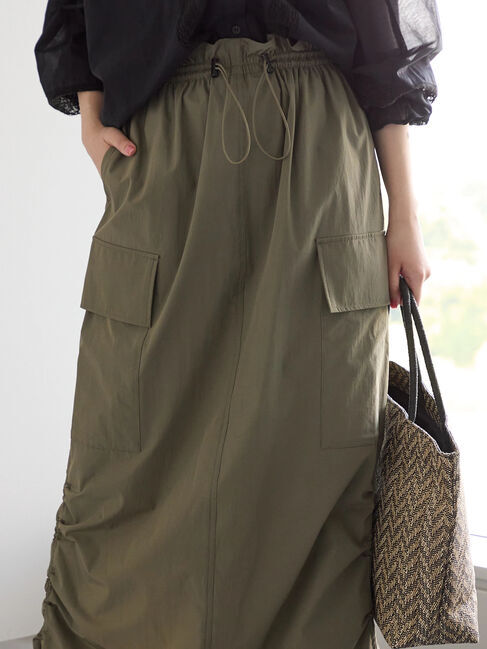 Samansa Mos2 blue「ナイロンカーゴスカート」|スカート|