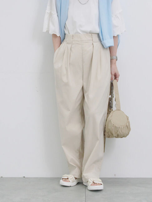 Samansa Mos2 blue「ストレッチタックカーブパンツ」|その他|