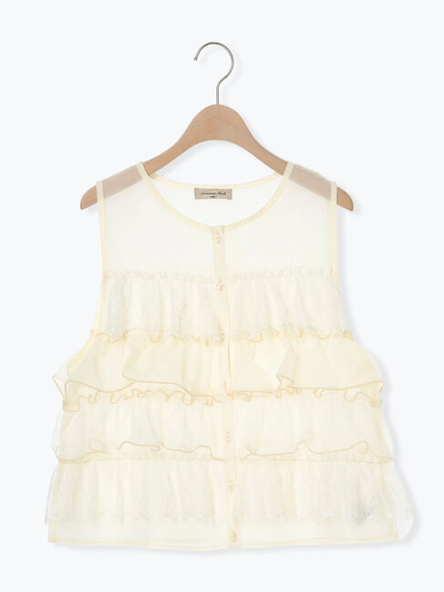 Samansa Mos2「異素材フリルベスト」|ダウンベスト・ベスト|