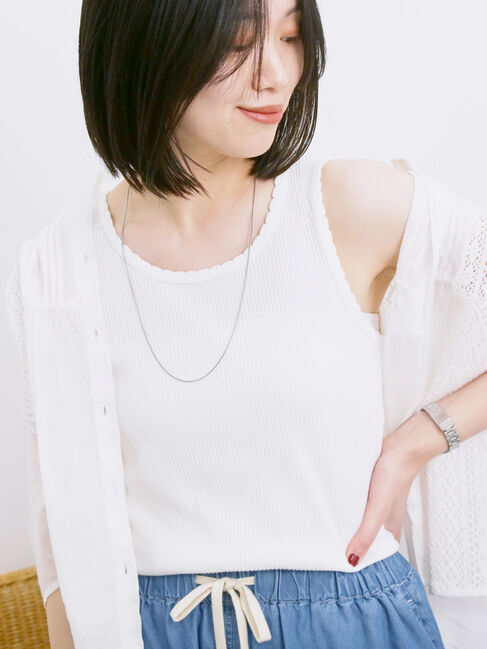 Samansa Mos2 blue「◎アソートリブタンク」|Tシャツ・カットソー|