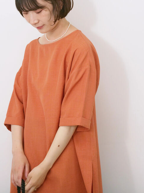 Samansa Mos2 blue「リネンタッチワイドブラウス」|シャツ・ブラウス|