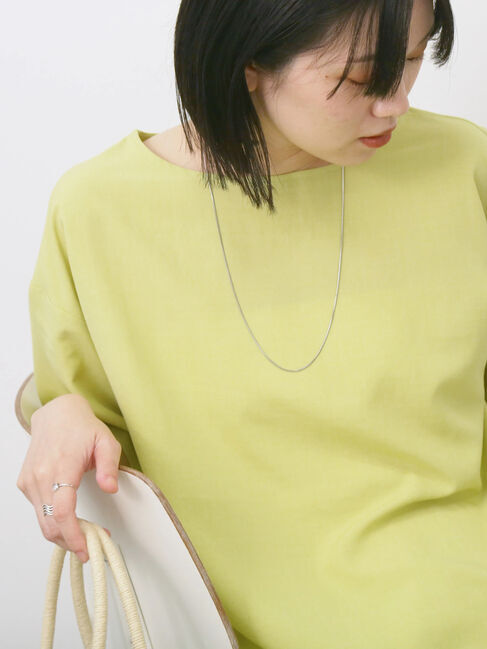 Samansa Mos2 blue「リネンタッチワイドブラウス」|シャツ・ブラウス|