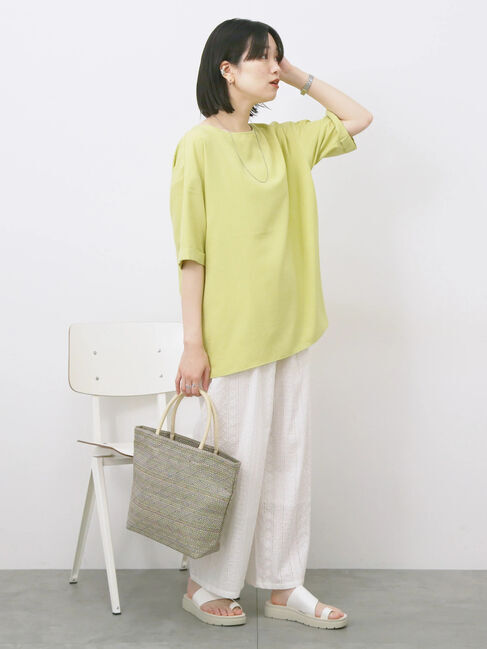 Samansa Mos2 blue「リネンタッチワイドブラウス」|シャツ・ブラウス|