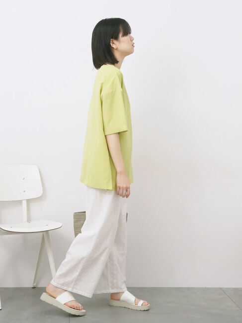 Samansa Mos2 blue「リネンタッチワイドブラウス」|シャツ・ブラウス|