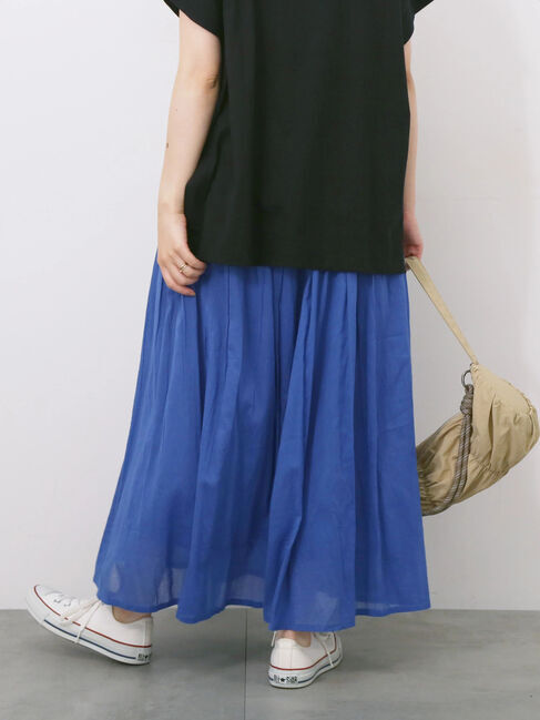 Samansa Mos2 blue「【Made in India】ボイルギャザースカート」|スカート|