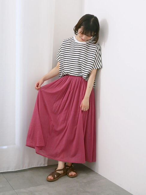 Samansa Mos2 blue「【Made in India】ボイルギャザースカート」|スカート|