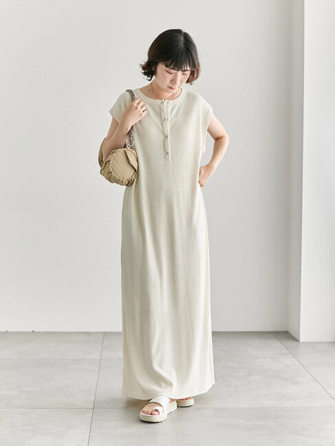 Samansa Mos2 blue「◎ヘンリーネックテレコワンピース」|ワンピース|キナリ