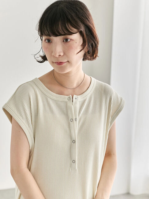 Samansa Mos2 blue「◎ヘンリーネックテレコワンピース」|ワンピース|