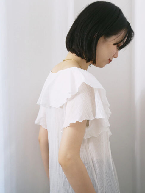 Samansa Mos2 blue「◎フリルブラウス」|シャツ・ブラウス|