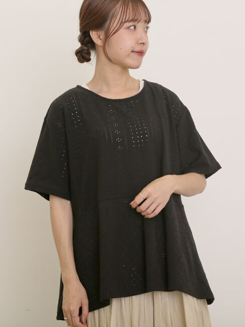 Samansa Mos2「アイレット切替フリルカットソー」|Tシャツ・カットソー|