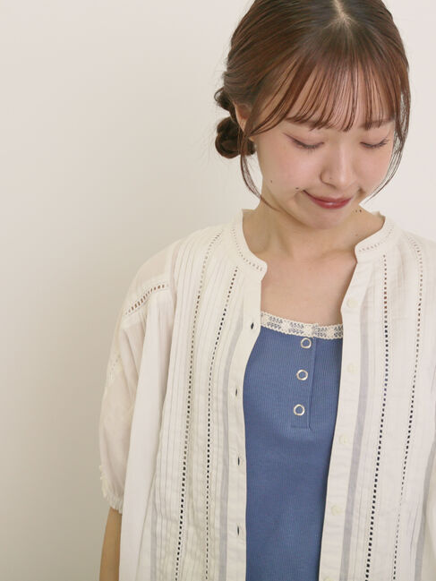 Samansa Mos2「インドピンタック+はしごレースブラウス」|シャツ・ブラウス|