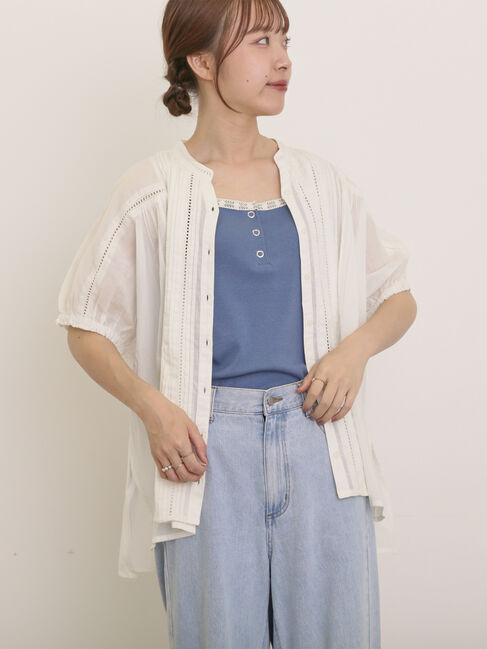 Samansa Mos2「インドピンタック+はしごレースブラウス」|シャツ・ブラウス|