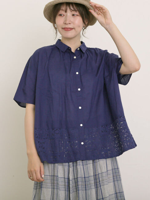 Samansa Mos2「インド裾レースシャツ」|シャツ・ブラウス|