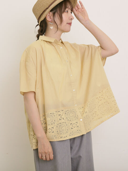 Samansa Mos2「インド裾レースシャツ」|シャツ・ブラウス|