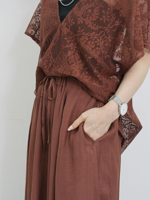 Samansa Mos2 blue「楊柳ガウチョパンツ」|その他|