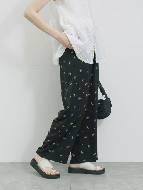 Samansa Mos2 blue「花柄イージーパンツ」|その他|