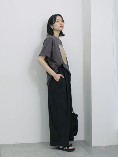 Samansa Mos2 blue「楊柳ハイウエストパンツ」|その他|