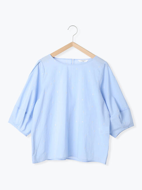 Samansa Mos2 blue「◎ドット刺繍ブラウス」|シャツ・ブラウス|