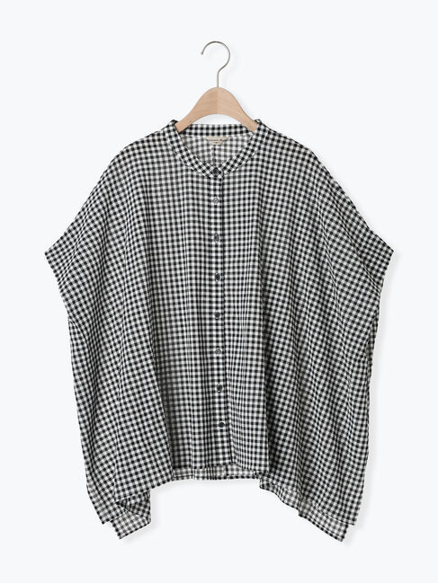 Samansa Mos2「柄アソート肩タックバンドカラーチュニック」|シャツ・ブラウス|